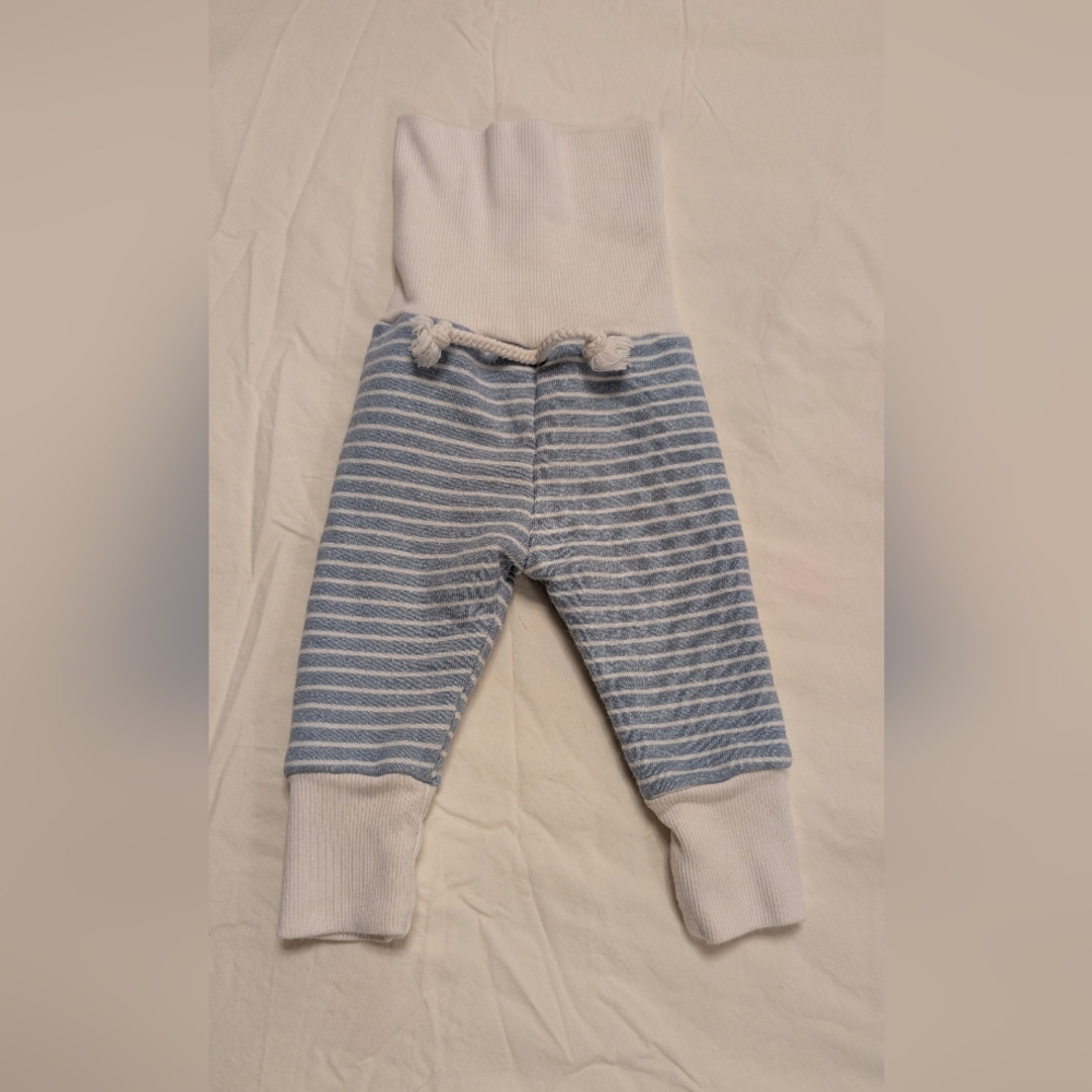 Striped Blue and White Baby Pants (0-3 Mos)